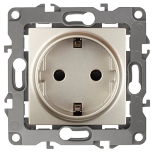 Розетка с заземлением без рамки Эра S12 1-м 16А шампань картинка